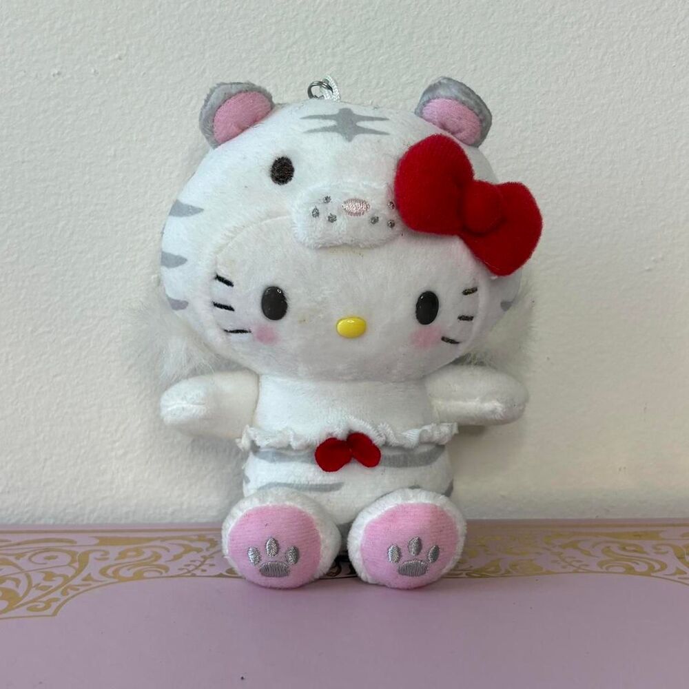 Hello kitty Tiger Costume Keychain Plush Sanrio Bag Purse Charm Accessory